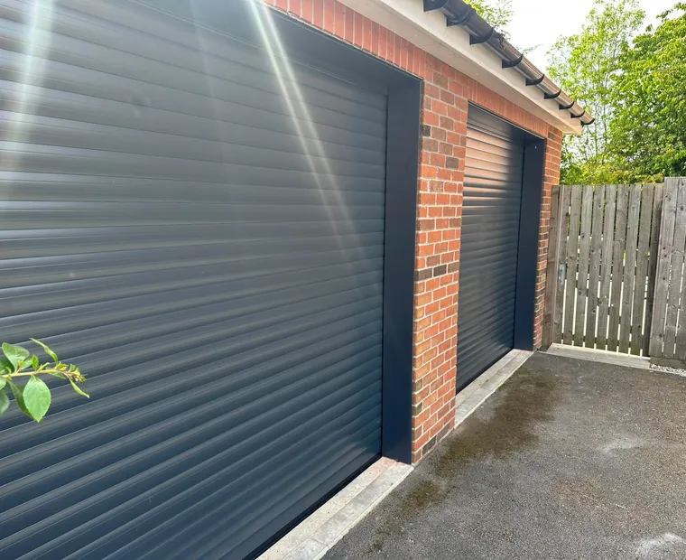 Anthracite double garage door installation