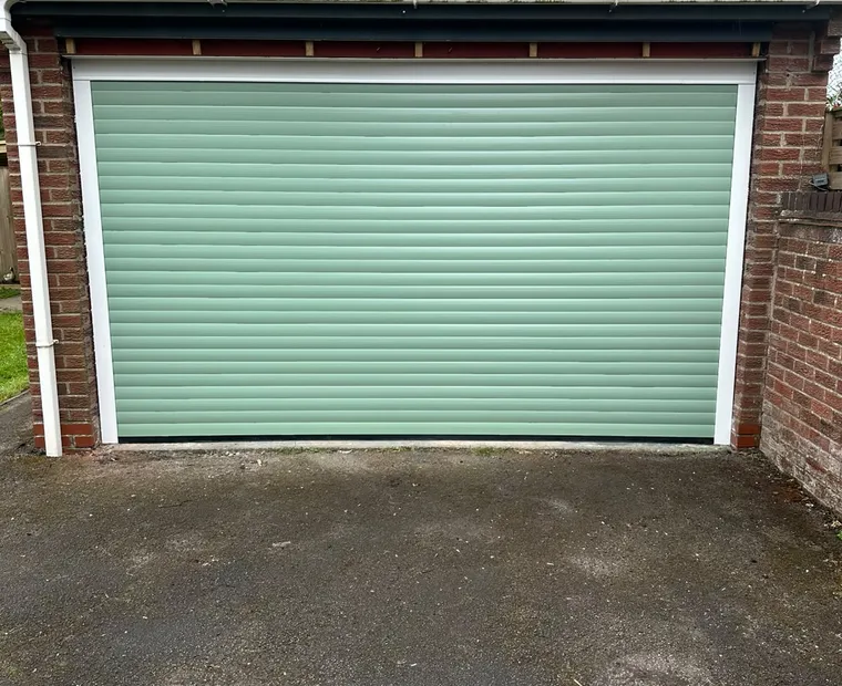 Green roller garage door installation